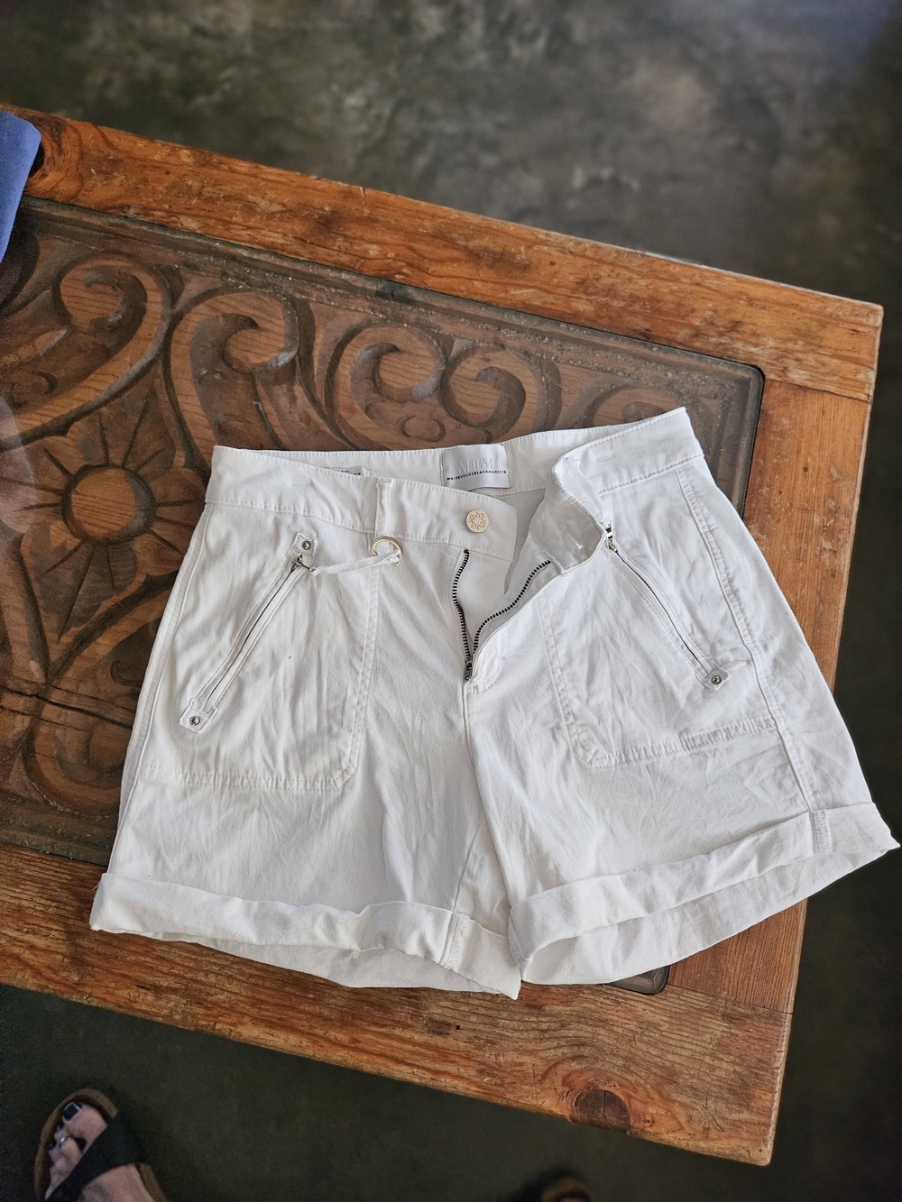 White House Black Market White Mid Rise Rolled-Hem Utility Shorts 2